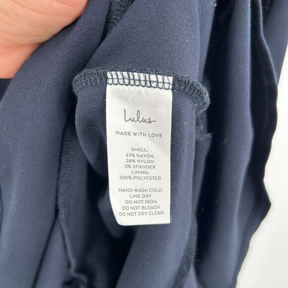 LULUS How Much I Care Midnight Blue Off-the-Shoulder Ruffle Midi Dress Medium - Picture 8 of 8